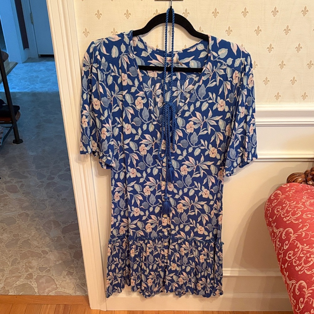 Faherty Blue and White Floral Orinda Mini Dress
